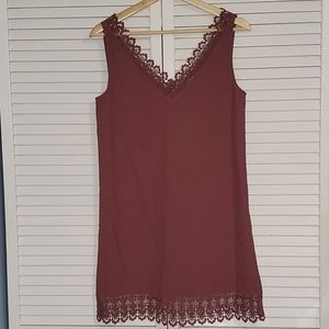 Leith mauce lace trim v-neck shift mini dress Sz XS